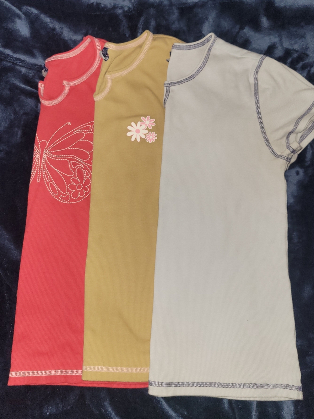 Old Navy Girls' Short Sleeve Tees in Coral, Olive, and Light Gray